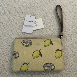 Coach Lemon Print Leather Wristlet NEW